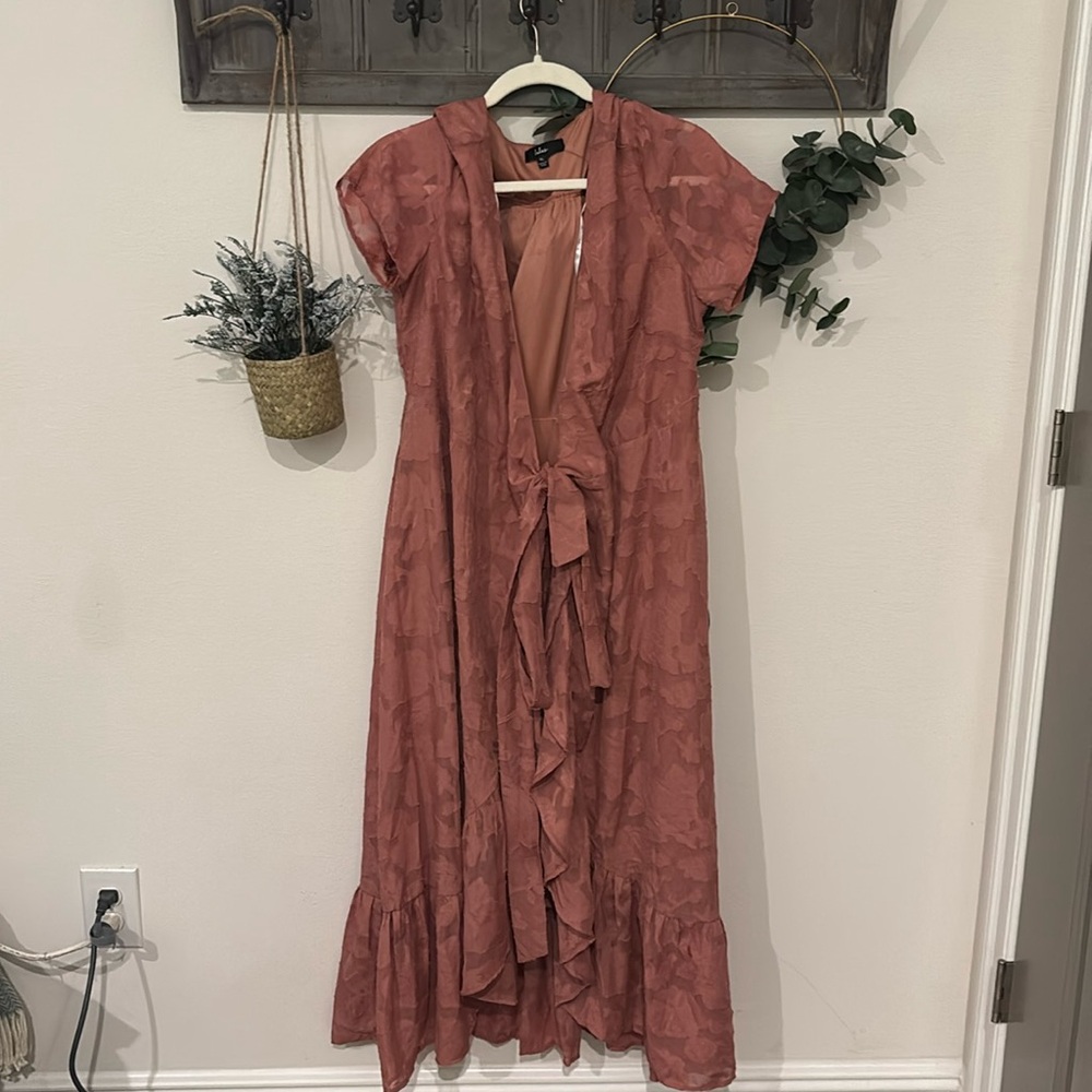 Lulu's Pink Flutter Sleeve High Low Sundress